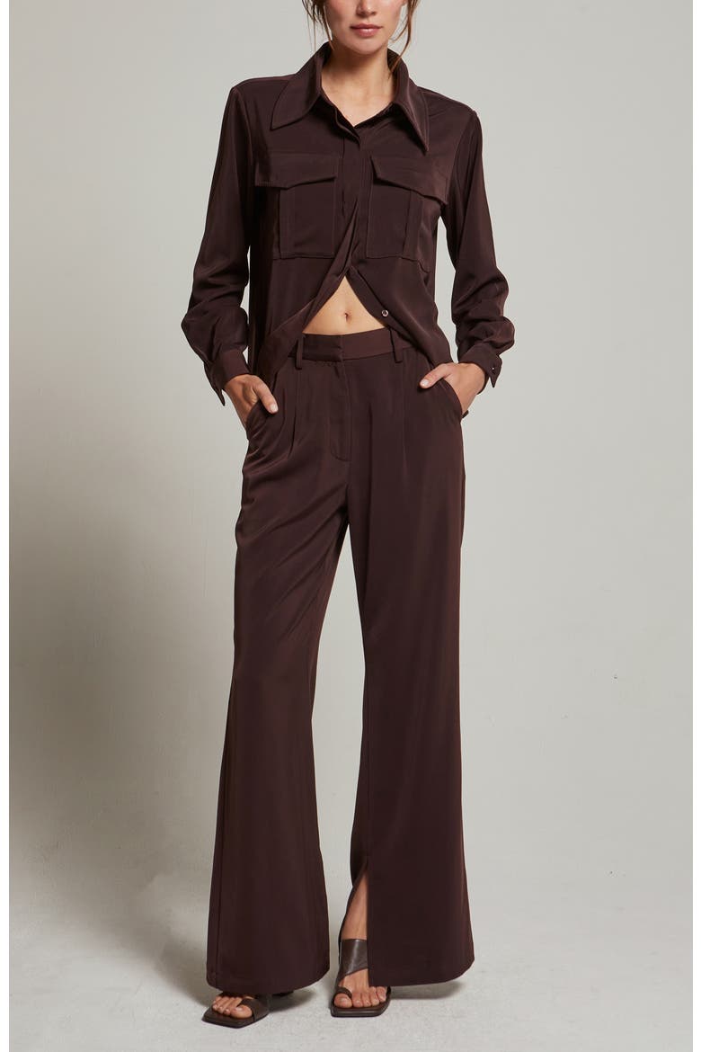 Silky Wide Leg Trousers, Alternate, color, Merlot