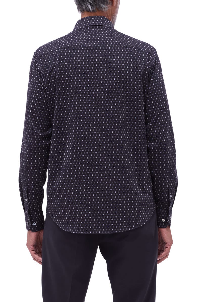 Bugatchi James OoohCotton<sup>®</sup> Floral Button-Up Shirt, Alternate, color, Black