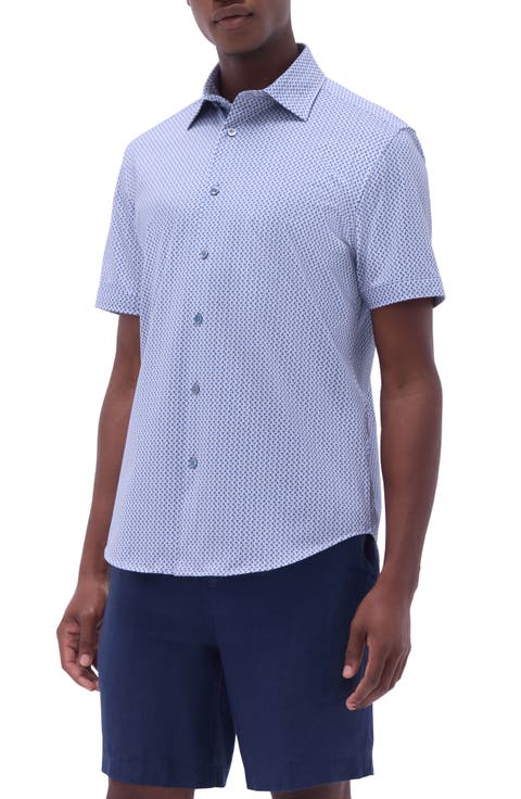 Miles OoohCotton® Heart Print Short Sleeve Button-Up Shirt
