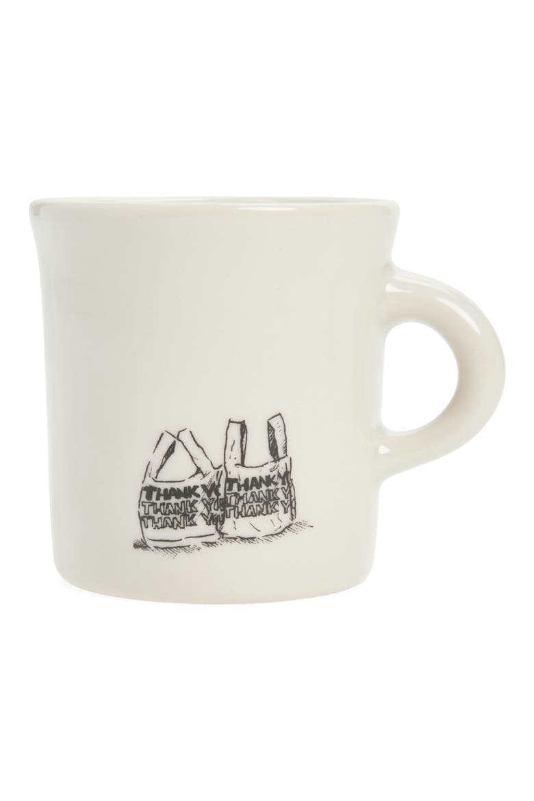 NYC Toile Pizza Rat Mug, Alternate, color, WHITE/ BLACK