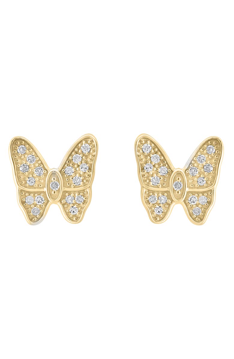 EFFY Diamond Embellished Butterfly Stud Earrings - 0.10ct, Alternate, color, Gold