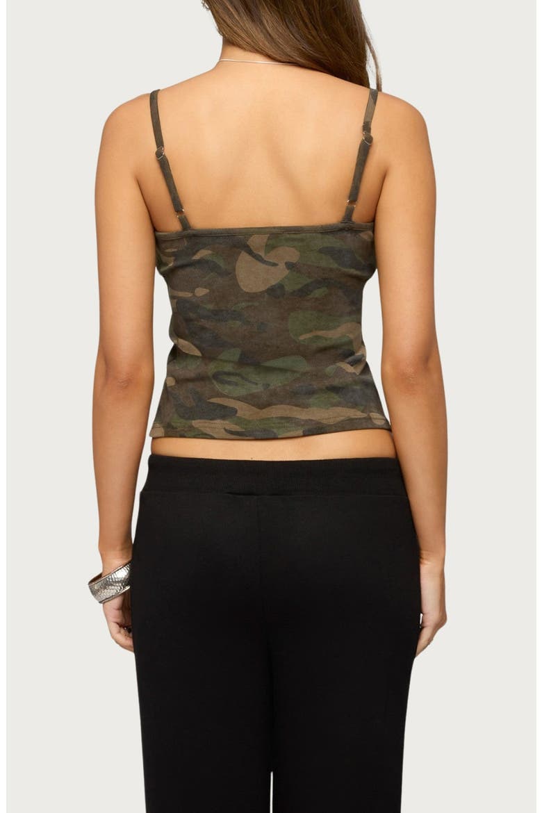 Ciellah Camouflage Print Crop Camisole, Alternate, color, OLIVE