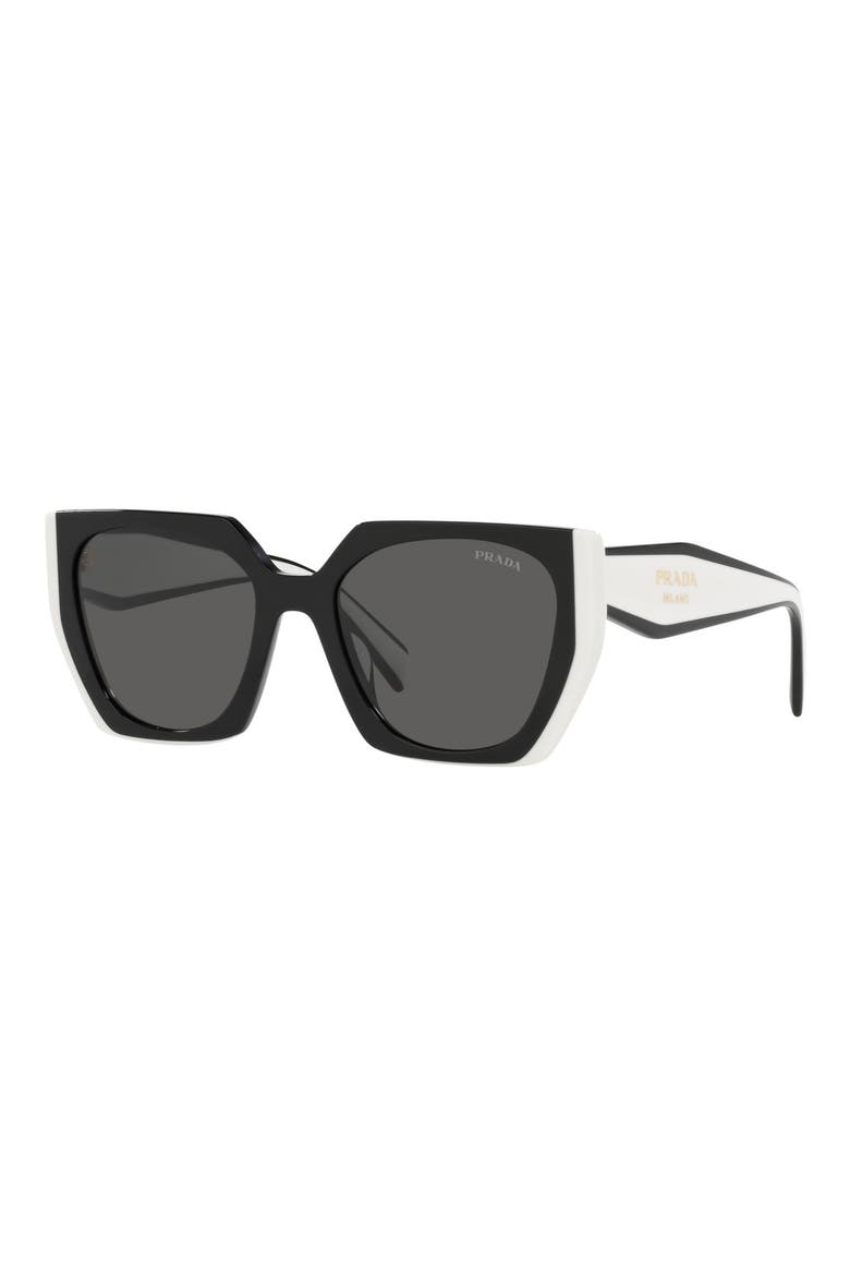 55mm Gradient Rectangular Sunglasses, Alternate, color, BLACK/ TALC/ DARK GREY