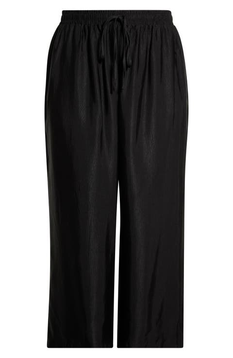 High Waist Stripe Textured Wide Leg Pants
