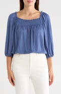 MAX STUDIO Crinkled Balloon Sleeve Bubble Hem Top