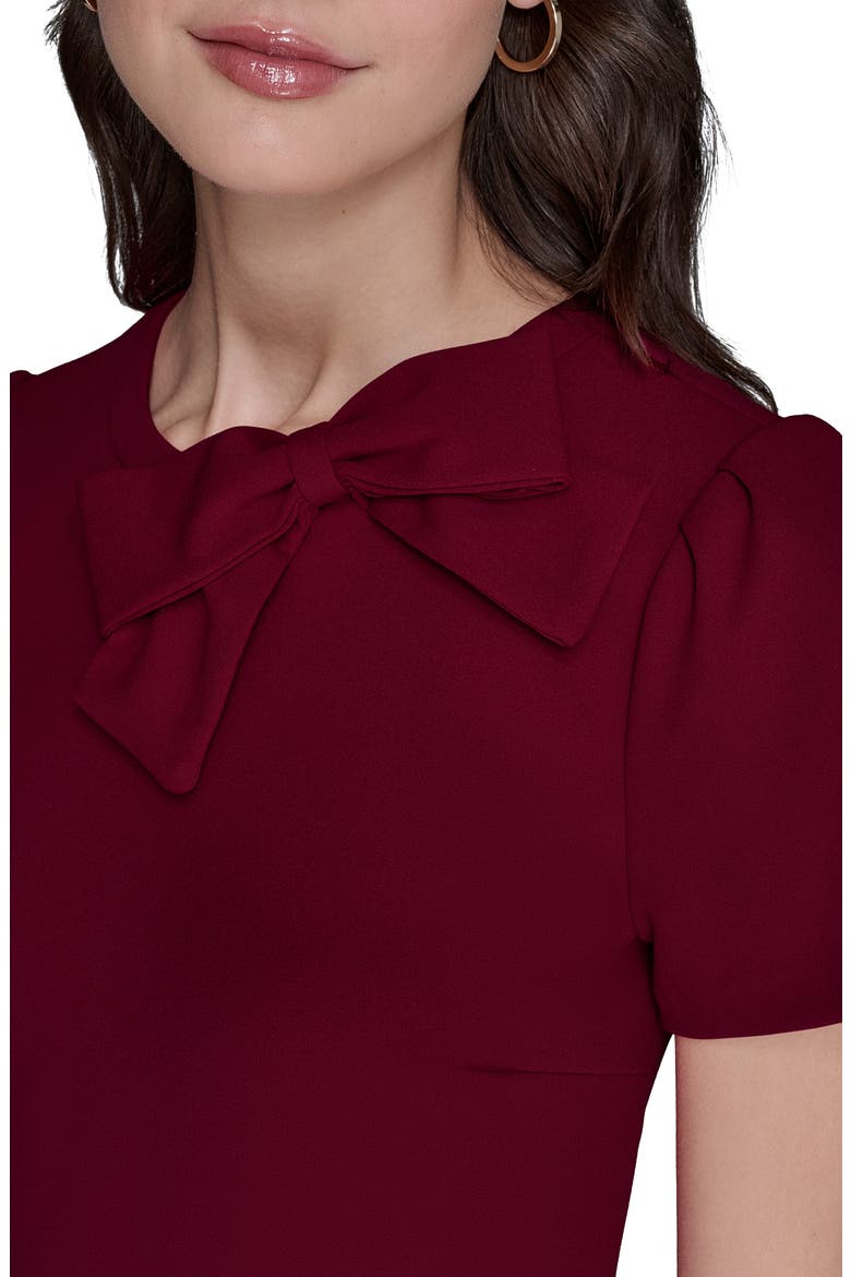 Bow Accent Scuba Crepe Sheath Dress, Alternate, color, PORT