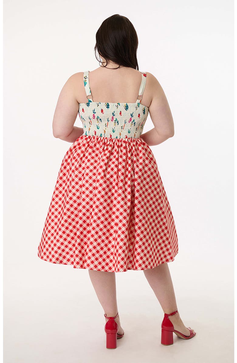 Unique Vintage Plus Size Rockie Swing Dress, Alternate, color, Red Gingham Mickey