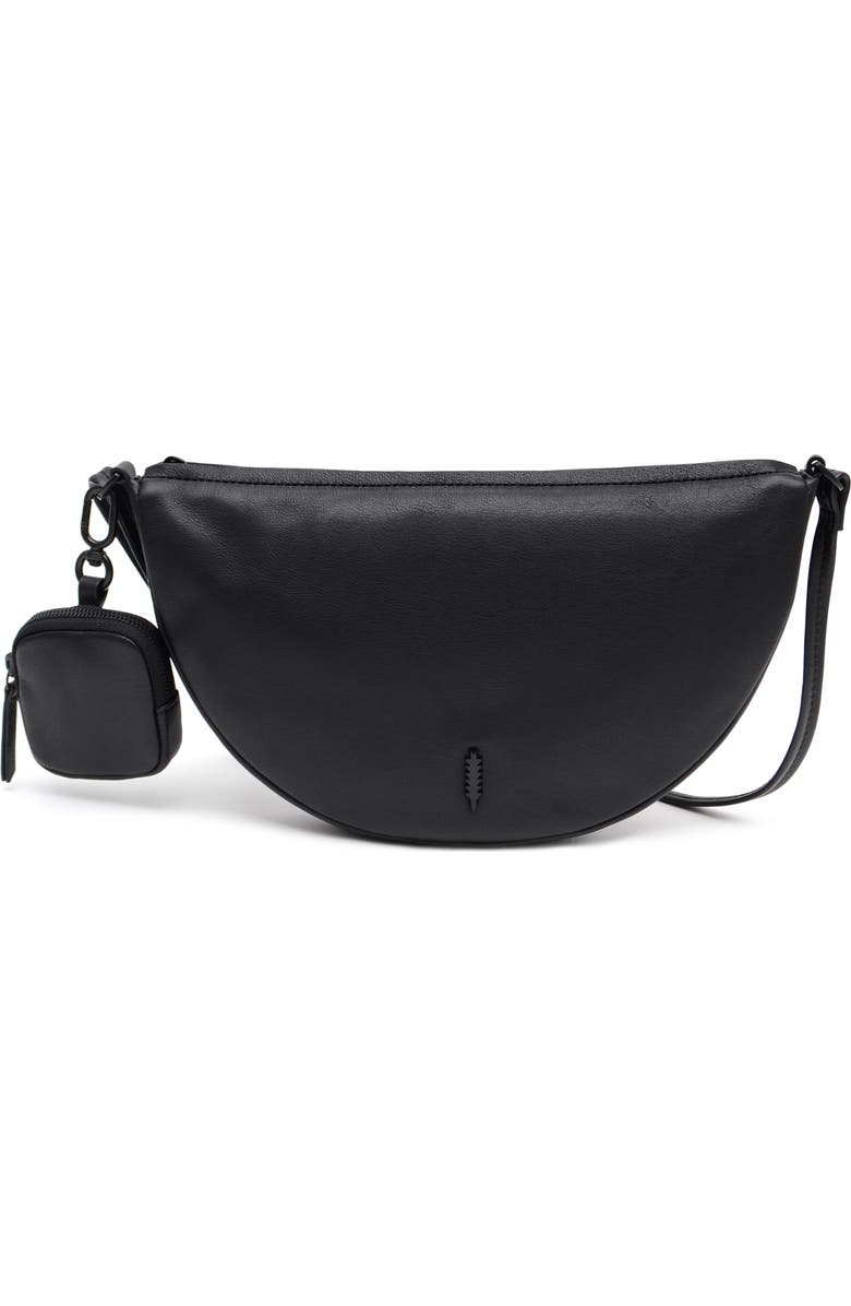 Thacker Liz Crescent Nappa Leather Crossbody Bag, Main, color, Black