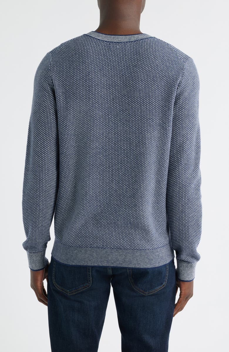 Nordstrom Texture Cotton & Cashmere Sweater, Alternate, color, Navy-Oatmeal Heather