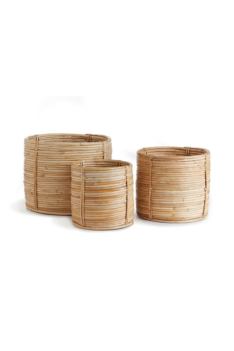 Cane Rattan Mini Round Baskets, Set Of 3, Main, color, Beige