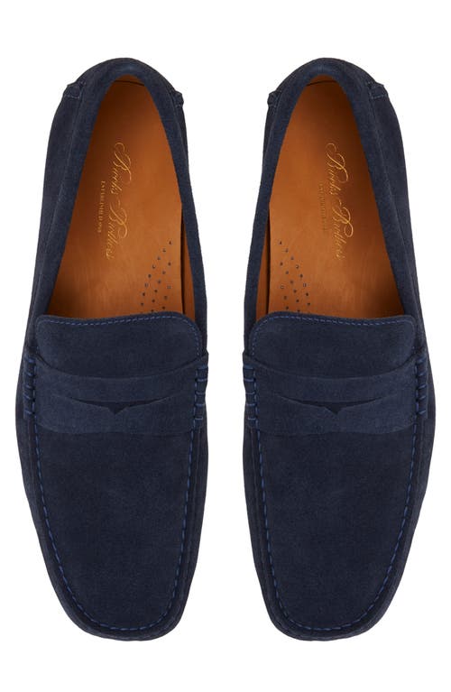 Brooks Brothers Jefferson Suede Driving Moccasins Shoes In Navy