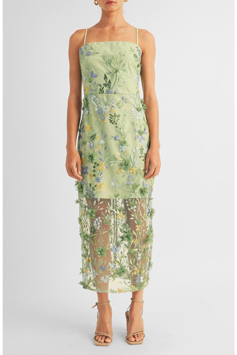 Hailey Embroidered Sheath Cocktail Dress, Main, color, SAGE FLORAL