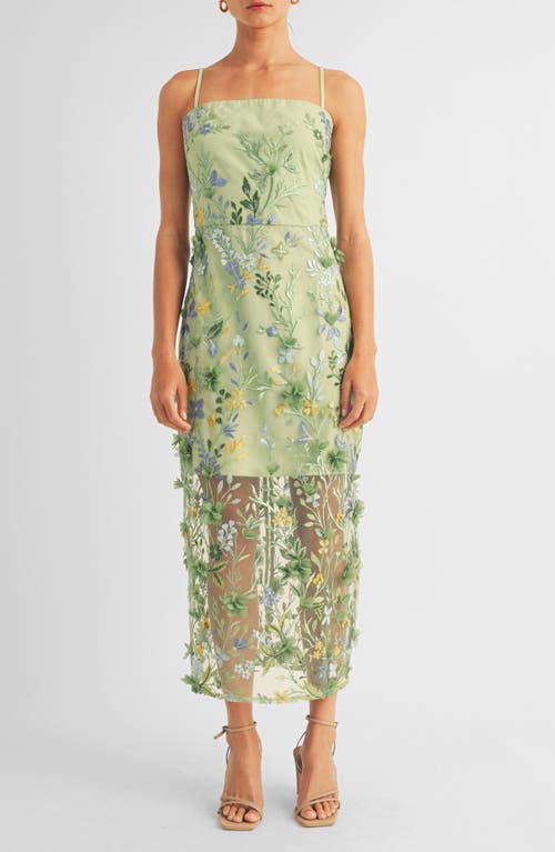 Arose Studio Hailey Embroidered Sheath Cocktail Dress In Green