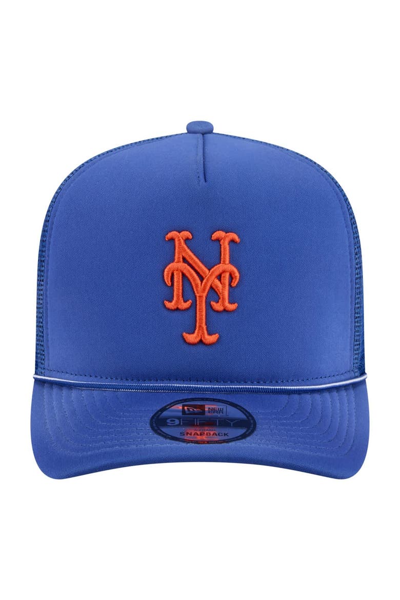 Men's New Era  Royal New York Mets Worn A-Frame 9FIFTY Trucker Snapback Hat, Alternate, color, Royal