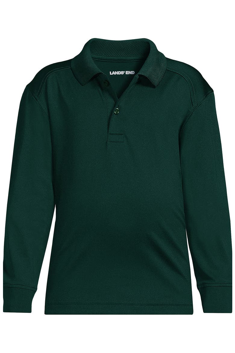 School Uniform Kids Long Sleeve Rapid Dry Polo Shirt, Alternate, color, Evergreen