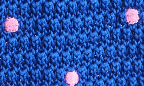 Clifton Wilson Royal Blue & Pink Polka Dot Knit Silk Tie In Royal Blue