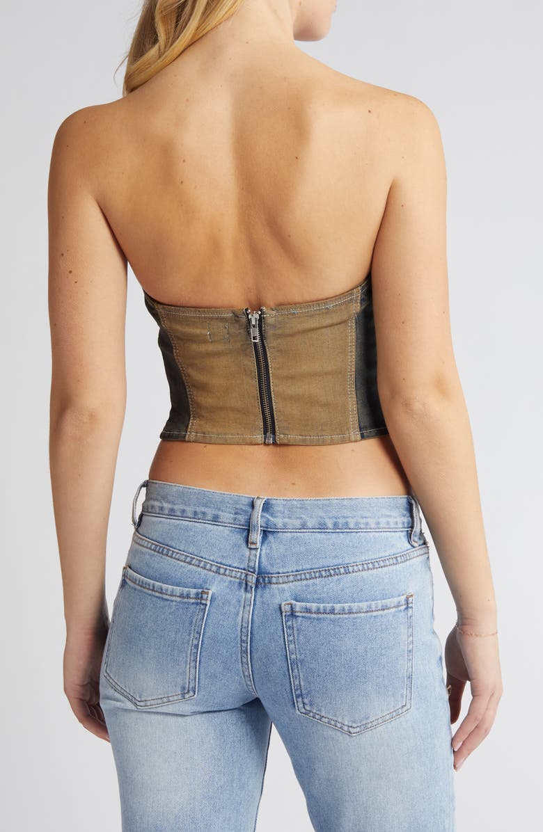 BDG Urban Outfitters Motocross Luna Paneled Denim Corset Top, Alternate, color, 