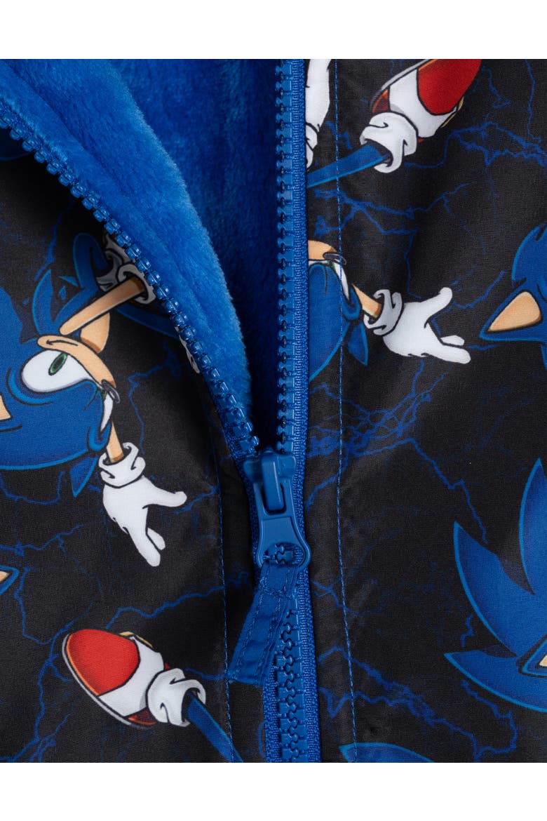 Sonic the Hedgehog Fleece Lined Rain Jacket, Alternate, color, Black Blue Sonic