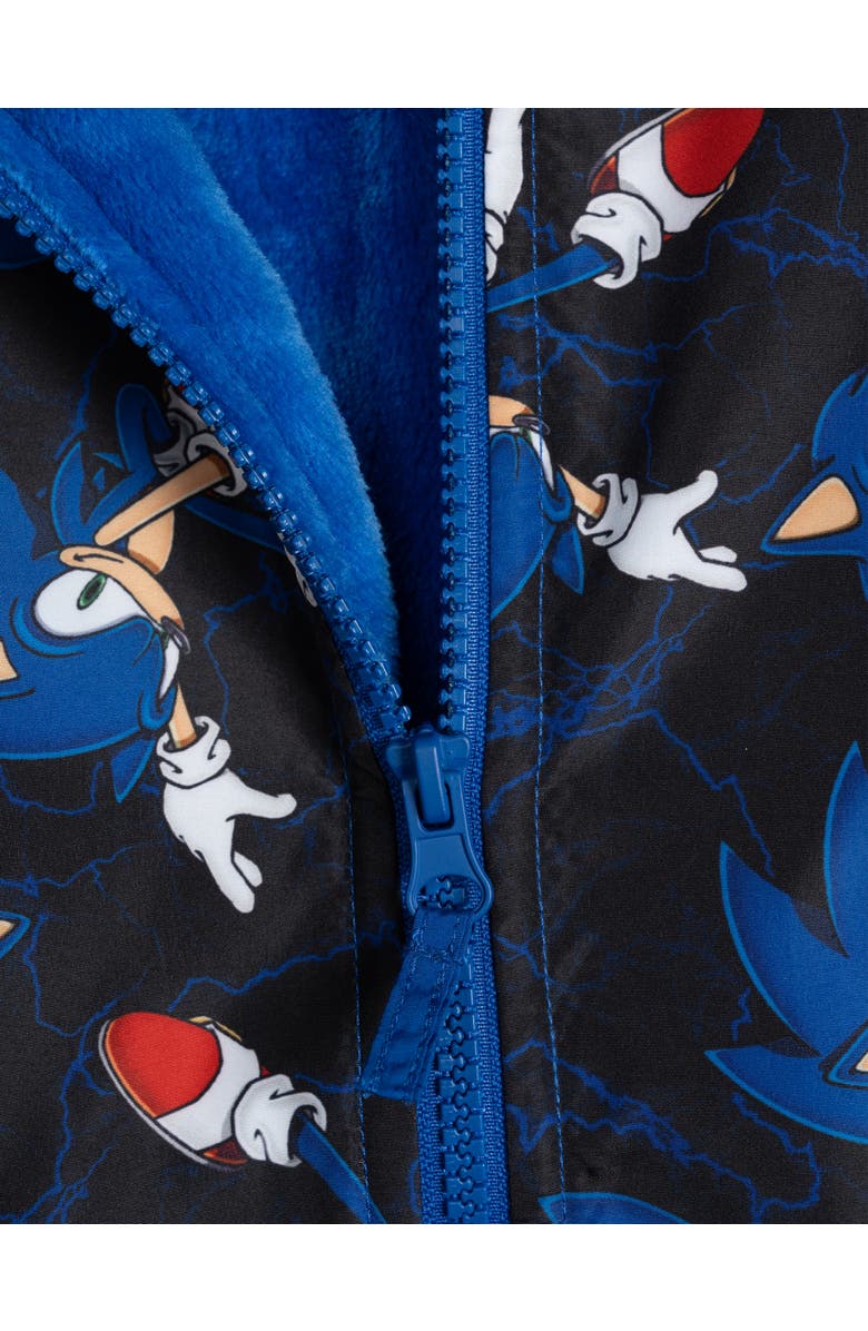 SEGA Sonic the Hedgehog Fleece Lined Rain Jacket, Alternate, color, Black Blue Sonic