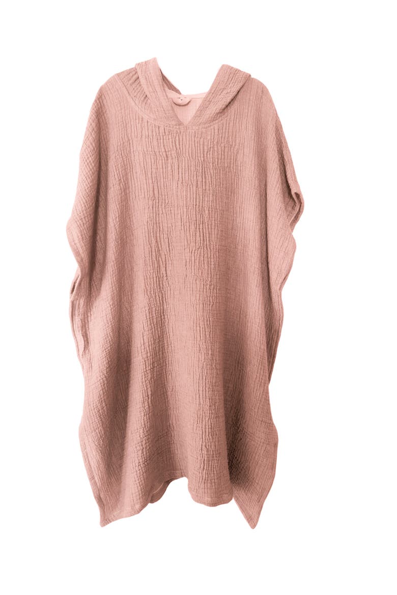 Crinkled Cotton Cuddle Hooded Poncho, Main, color, Terracotta