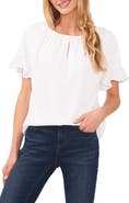 CeCe Ruffle Sleeve Crepe Blouse