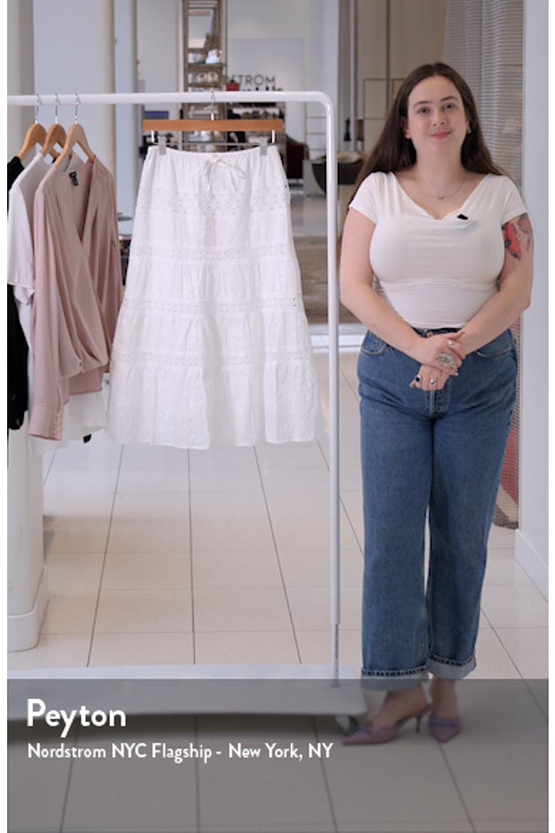 Eyelet Embroidery Cotton Midi Skirt video