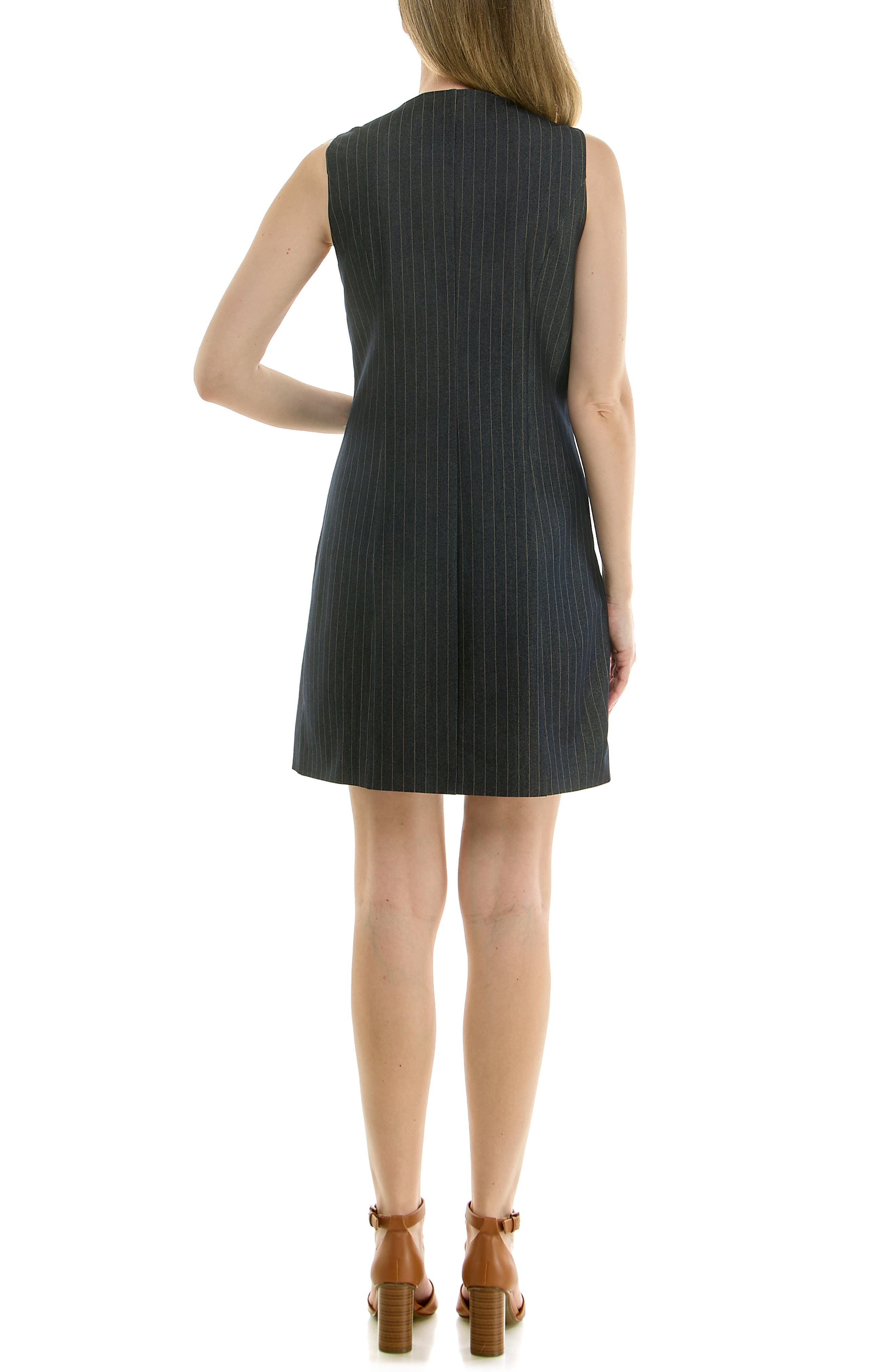 Pinstripe Sleeveless Shift Dress - image 2