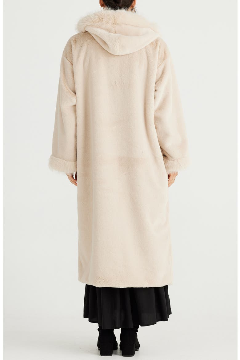 Hooded Faux Fur Coat, Alternate, color, VANILLA