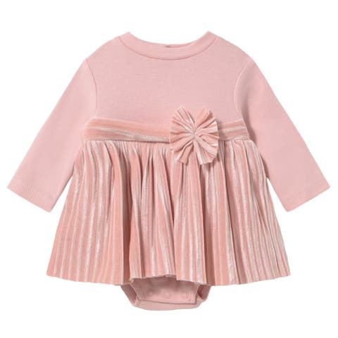 Pleated Dress with Bow Detail
