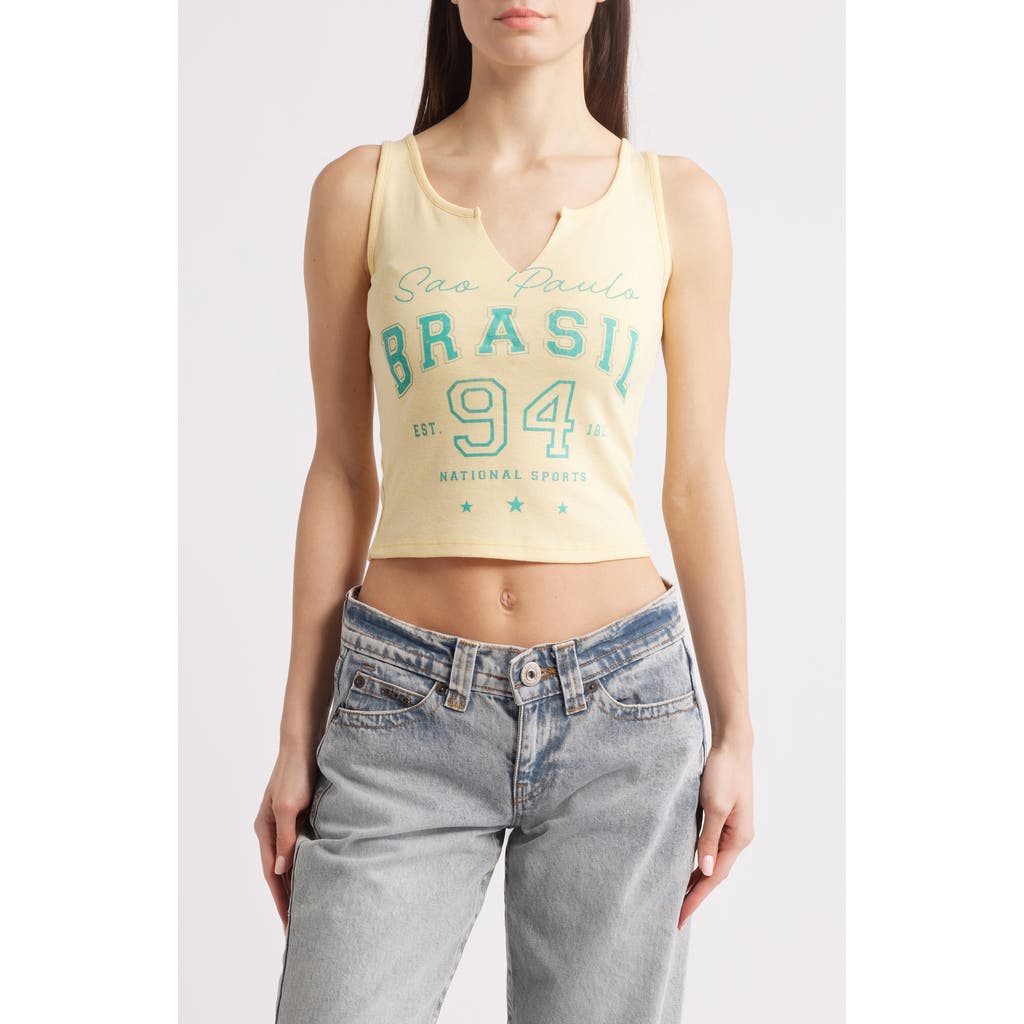 Shop Vinyl Icons Brasil 94 Split Neck Graphic Tank In Golden Haze