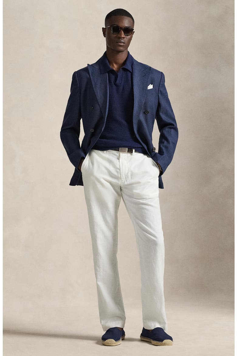Bedford Classic Fit Linen & Cotton Pants, Alternate, color, WHITE