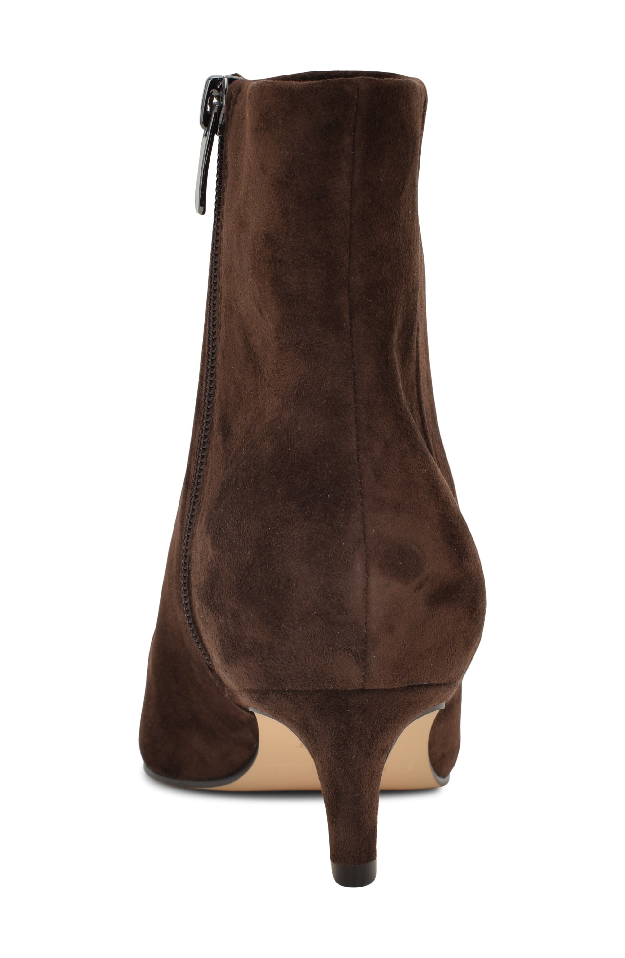 Nine West Brite Pointed Toe Kitten Heel Bootie, Alternate, color, Dark Brown Suede