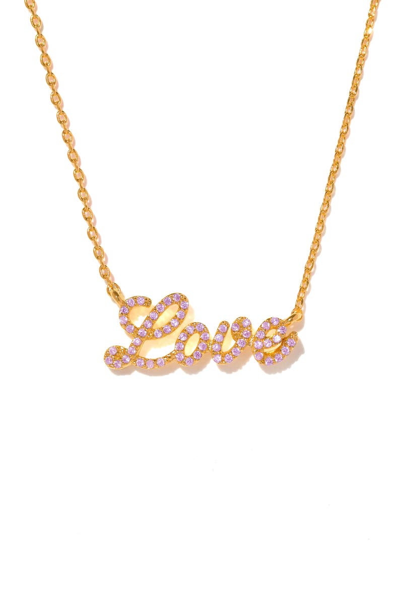 Love Script Pendant Necklace, Main, color, GOLD