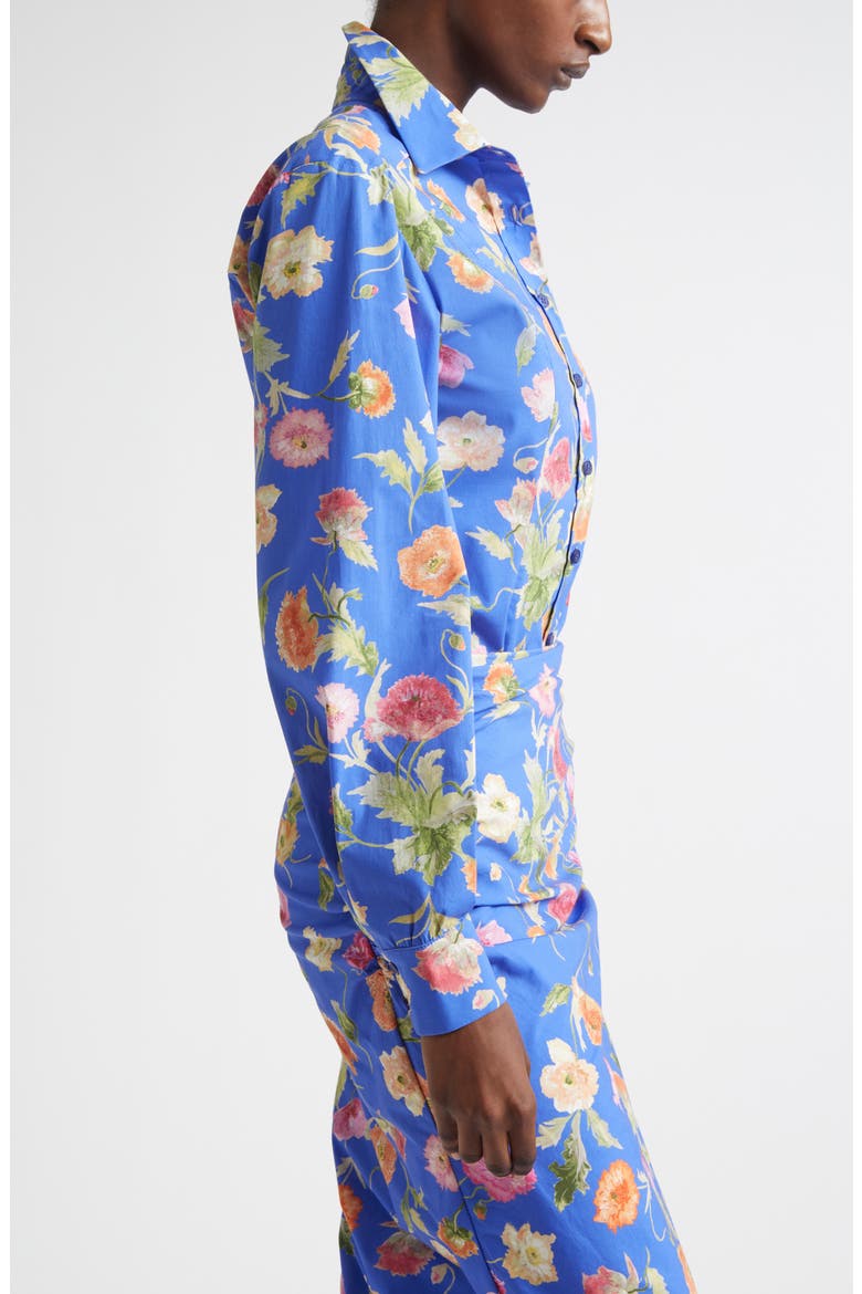 Poppy Print Button-Up Shirt, Alternate, color, BLUEBELL MULTI