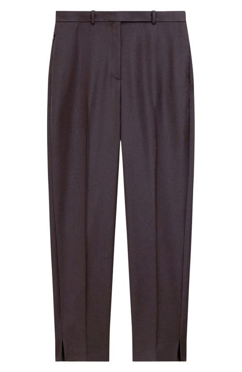 Theory High Waist Taper Leg Virgin Wool Pants In Brown