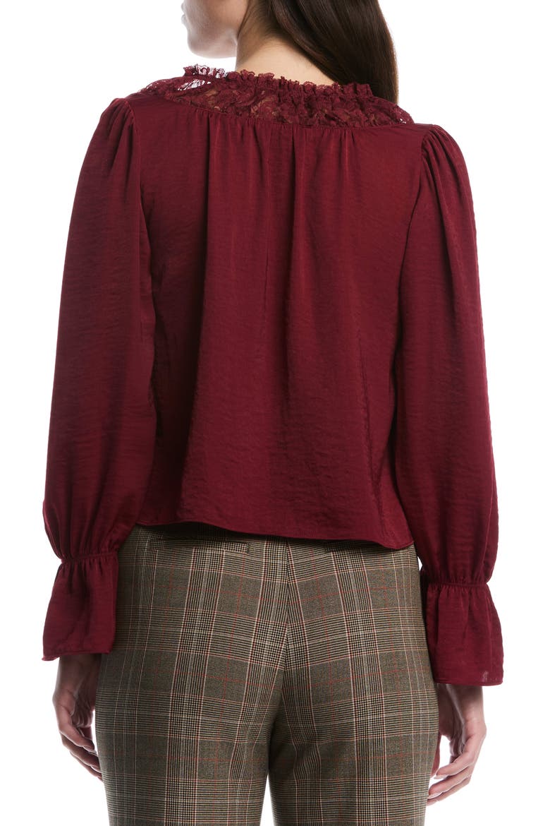 Lace Trimmed Empire Waist Cropped Top, Alternate, color, POMERGRANTE