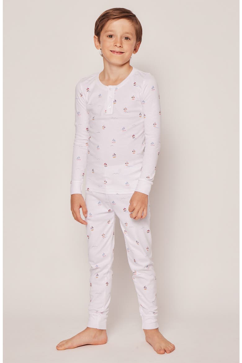 Bateau Fitted Pajamas, Alternate, color, WHITE