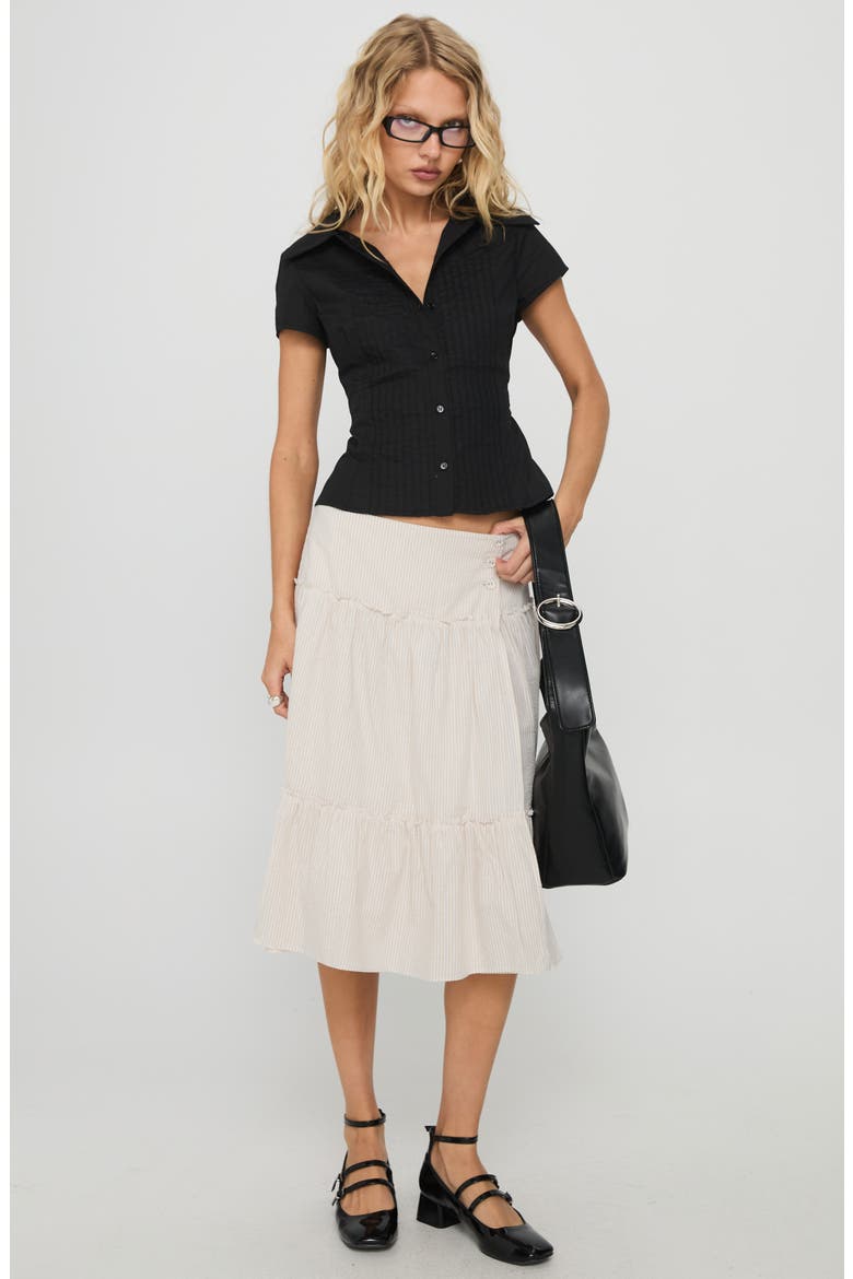 Cascades Stripe Tiered Cotton Skirt, Alternate, color, BEIGE / WHITE STRIPE