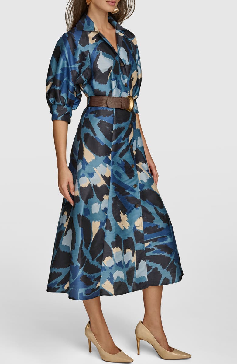 Donna Karan New York Belted Shantung Midi Shirtdress, Alternate, color, 