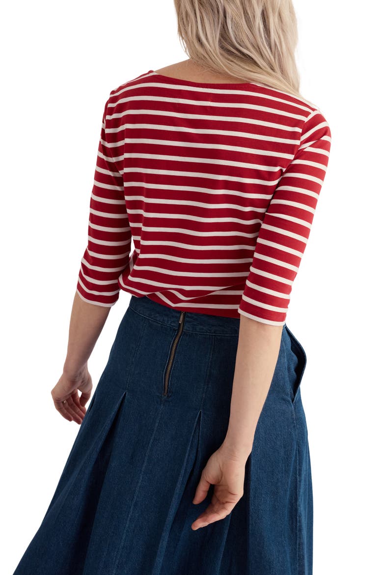 Sailor Organic Cotton Breton T-Shirt, Alternate, color, BRETON FIRE GLOW