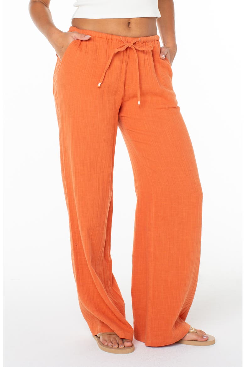 Iyla Cotton Crinkle Gauze Wide Leg Pants, Main, color, GINGER SPICE