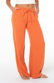 Roxy Iyla Cotton Crinkle Gauze Wide Leg Pants