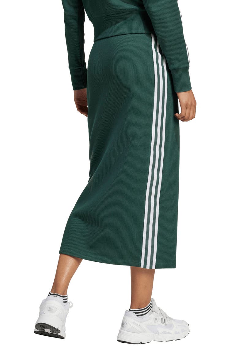 Adicolor 3-Stripes Knit Midi Skirt, Alternate, color, MINERAL GREEN