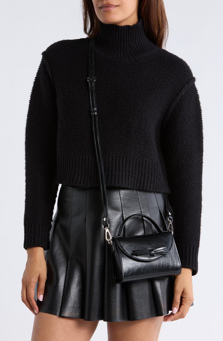 Madden Girl Faux Leather Top Handle Crossbody Bag, Alternate, color, Black