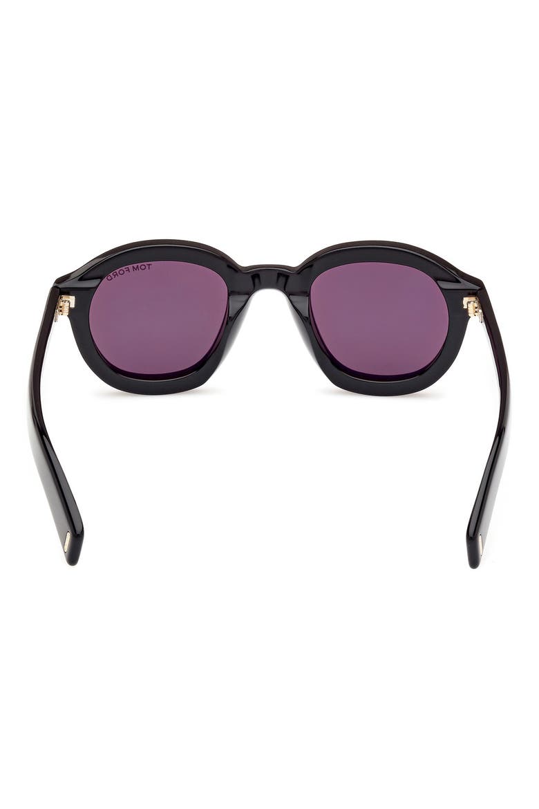Raffa 46mm Round Sunglasses, Alternate, color, BLACK ECO / T LOGO / SMOKE