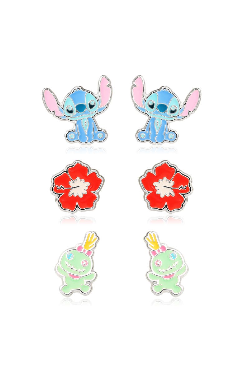 Disney Silver Plated Stud Earring Set, 3 Pairs, Main, color, Multicolor