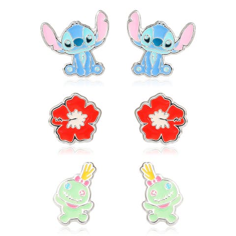 Silver Plated Stud Earring Set, 3 Pairs