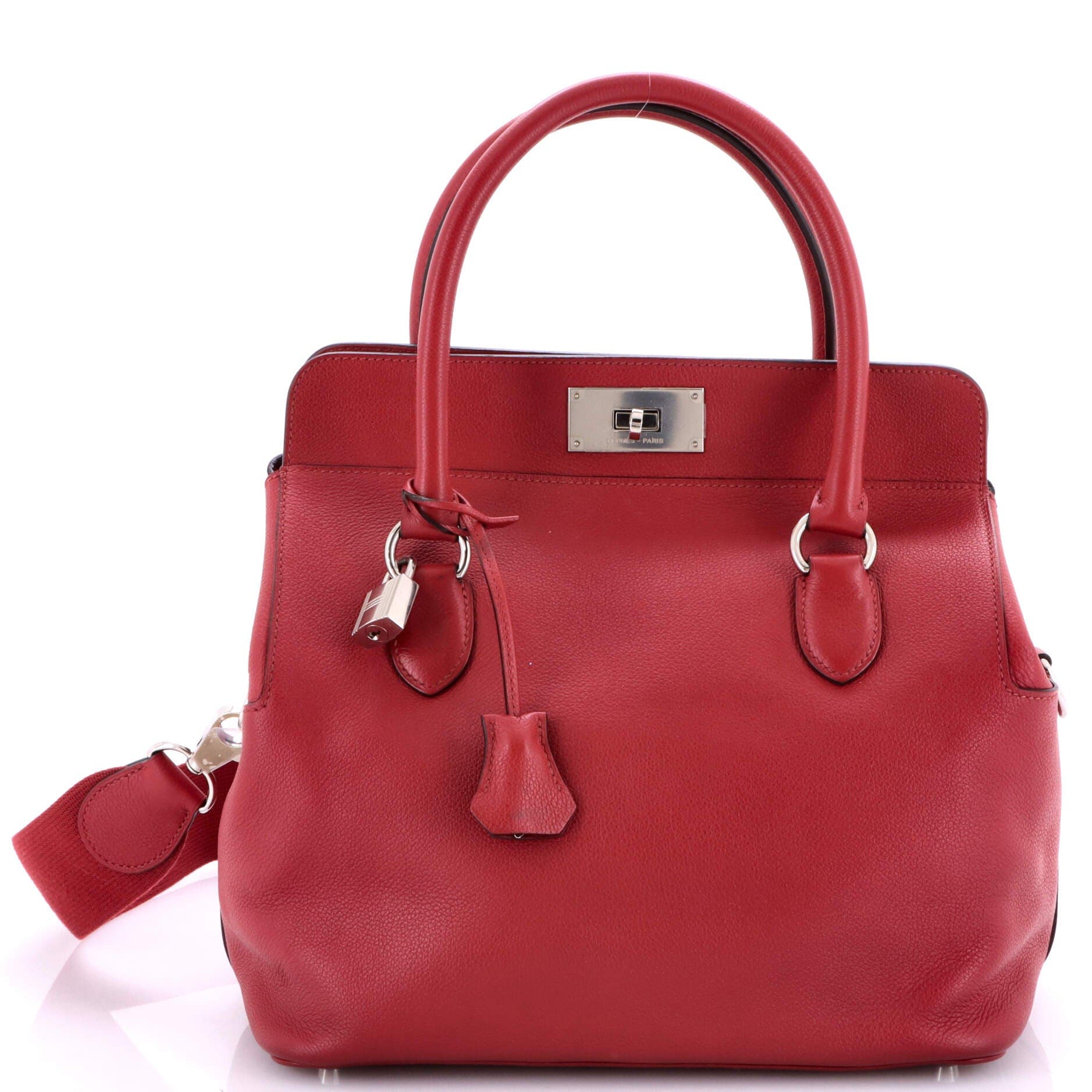 Pre-Owned Hermes Toolbox Bag Evercolor 26, Main, color, Rouge Grenat