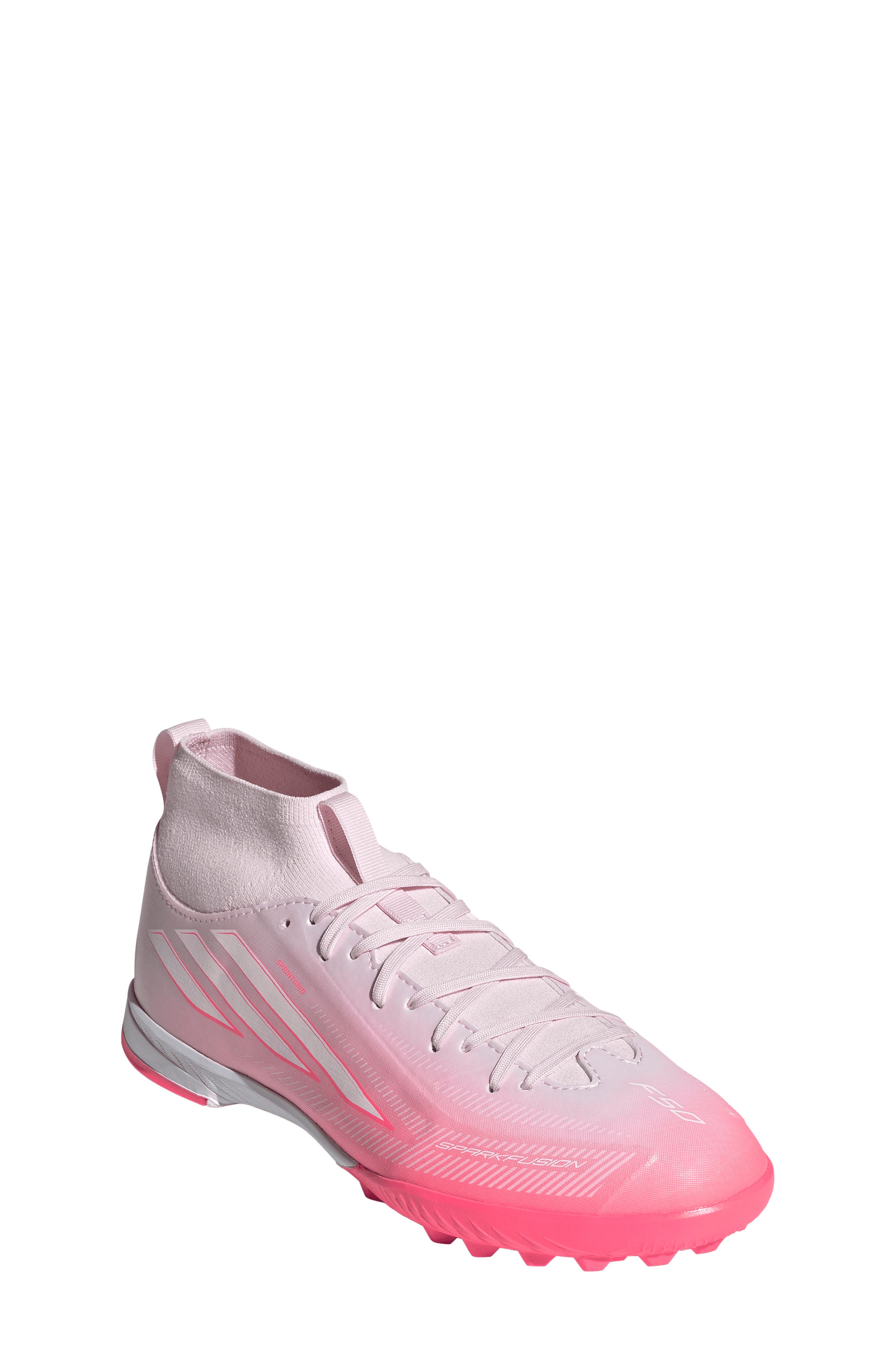 Kids' F50 Sparkfusion League Soccer Cleat, Main, color, TURBO/ WHITE/ PINK