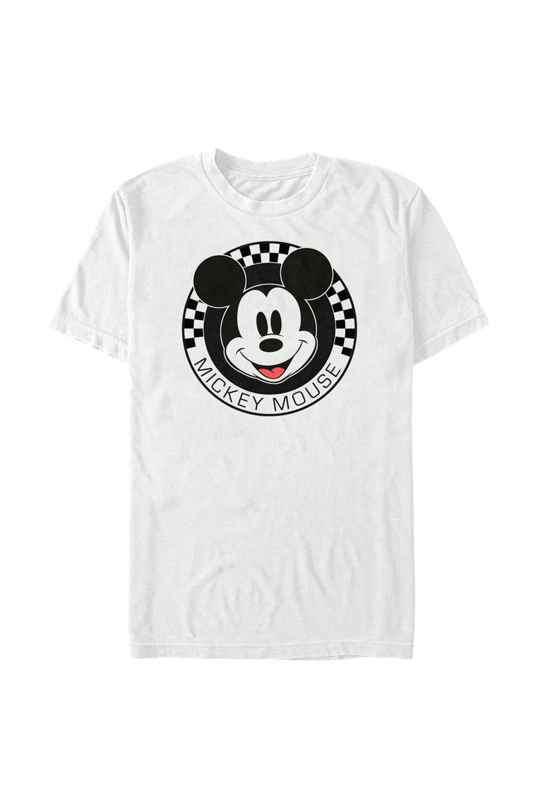 Men's Mickey & Friends Checkered Mickey Mouse Portrait Graphic Tee, Main, color, White